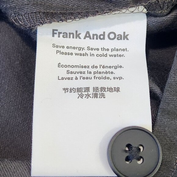 Frank And Oak Button Front Blouse Womens M Black V-Neck Flutter Short Sleeve - Picture 7 of 8